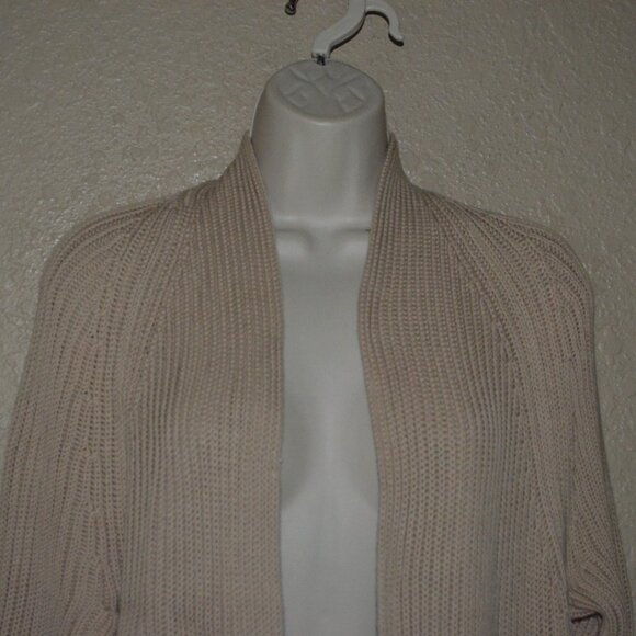 Sz XS Vince Tan Ribbed Cotton Open Front Long Cardigan Sweater - Picture 2 of 6